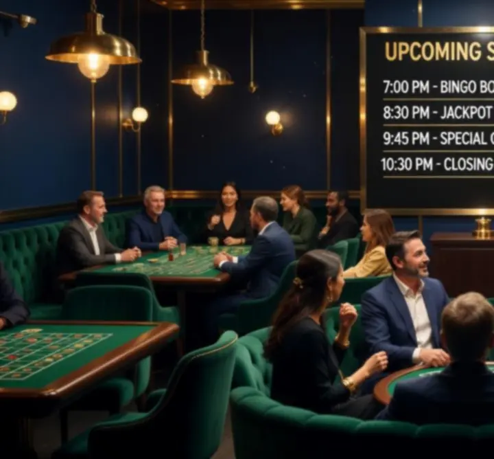 Cinematiczny kalendarz wieczorów bingo i kolorowe stoły w Slavia Deck