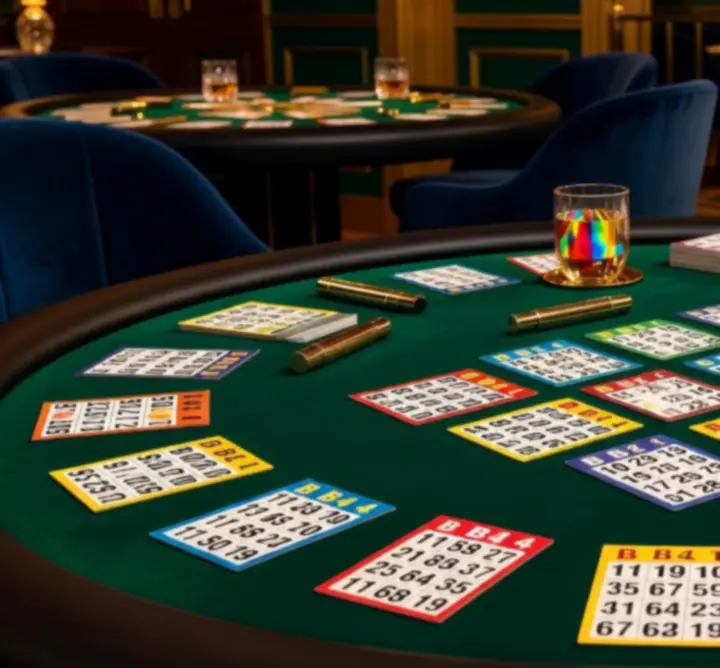 Kolorowe, nowoczesne stoły do gry w bingo w klubie Slavia Deck